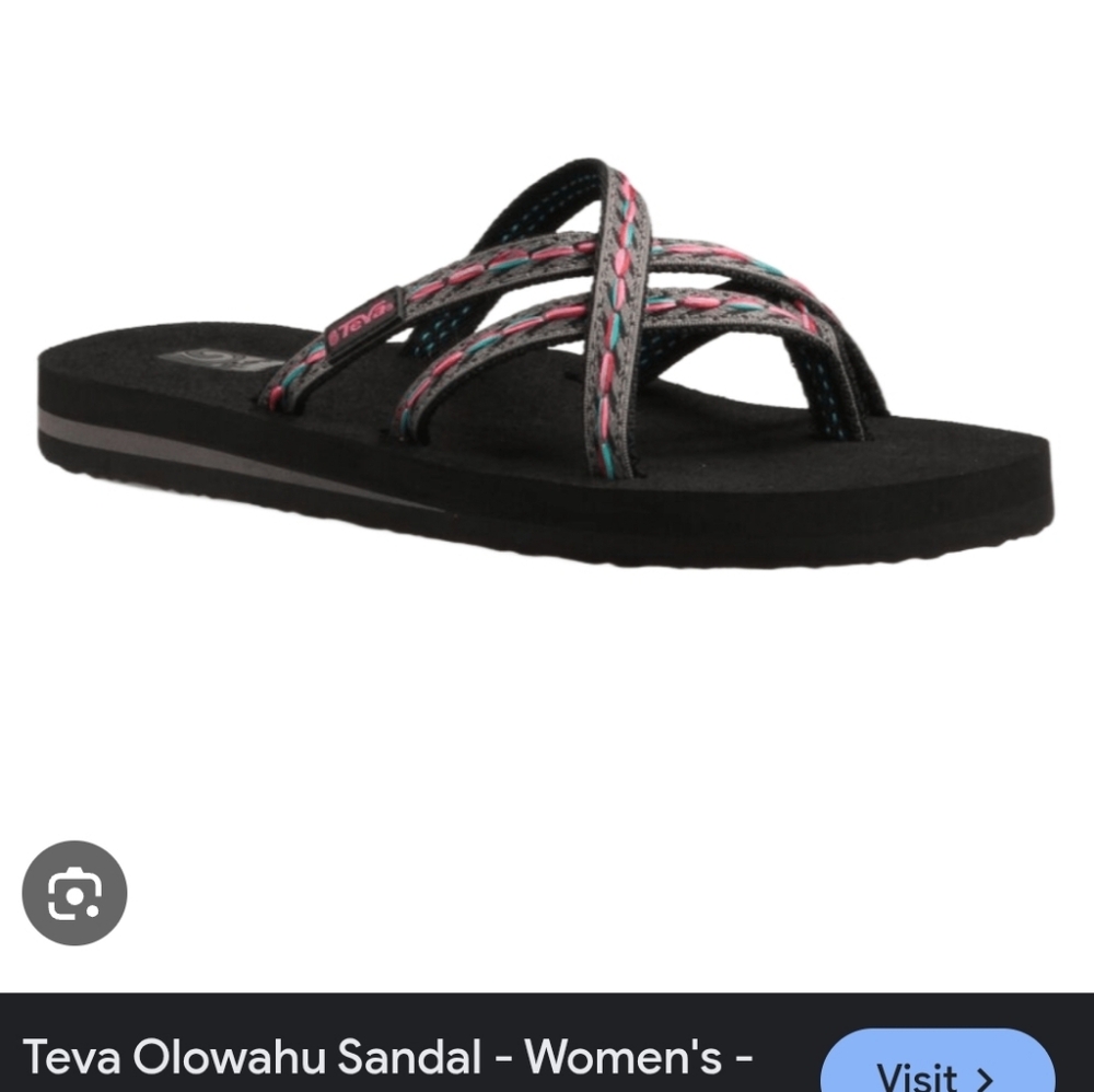 Teva Women's Olowahu Sandal - Black Felicitas Multicolor Straps Sz 9 US